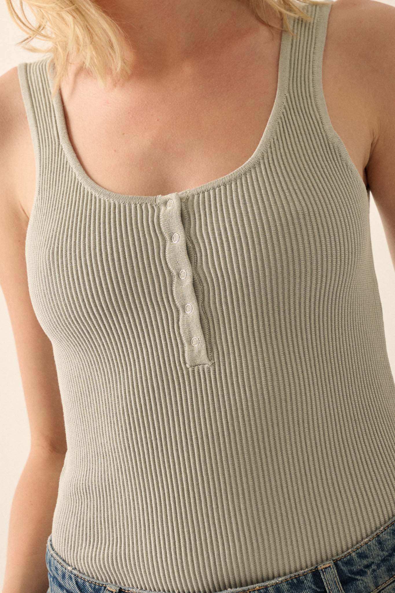 Shaper Fit Scoopneck Rib-Knit Tank Bodysuit