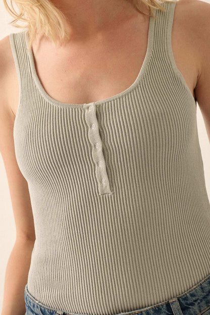 Shaper Fit Scoopneck Rib-Knit Tank Bodysuit