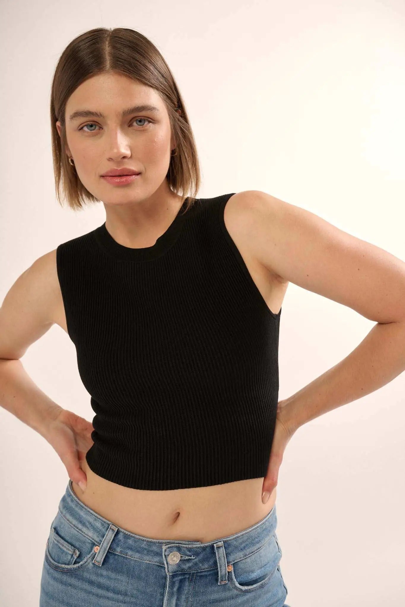 Shaper Fit Crewneck Rib-Knit Tank Top