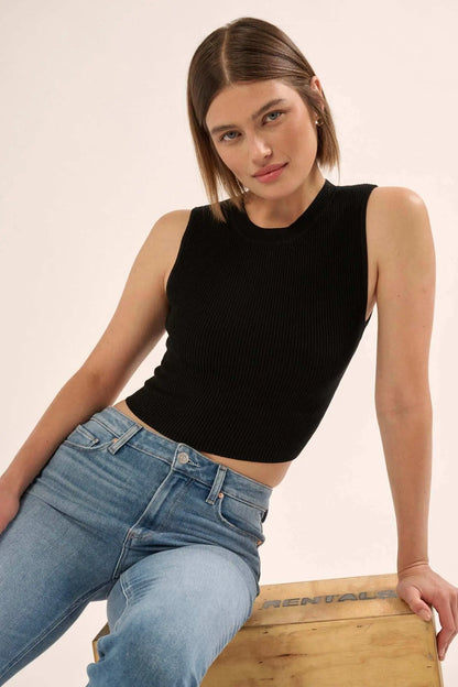 Shaper Fit Crewneck Rib-Knit Tank Top