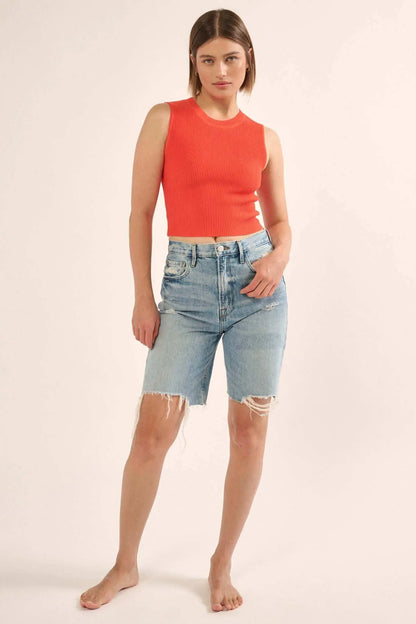 Shaper Fit Crewneck Rib-Knit Tank Top