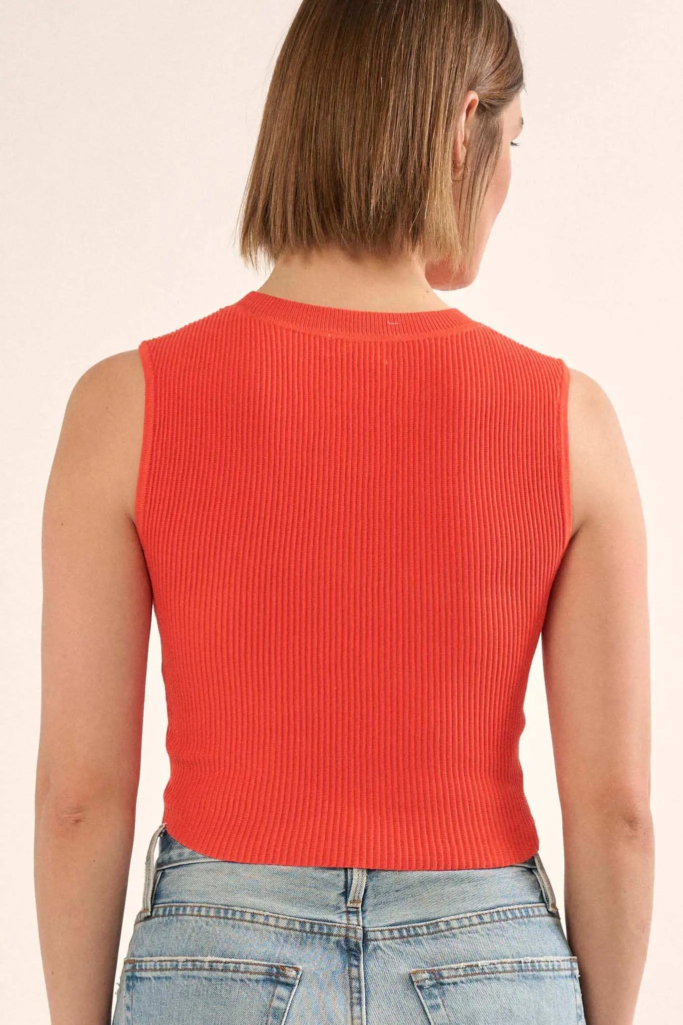 Shaper Fit Crewneck Rib-Knit Tank Top