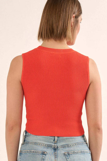 Shaper Fit Crewneck Rib-Knit Tank Top