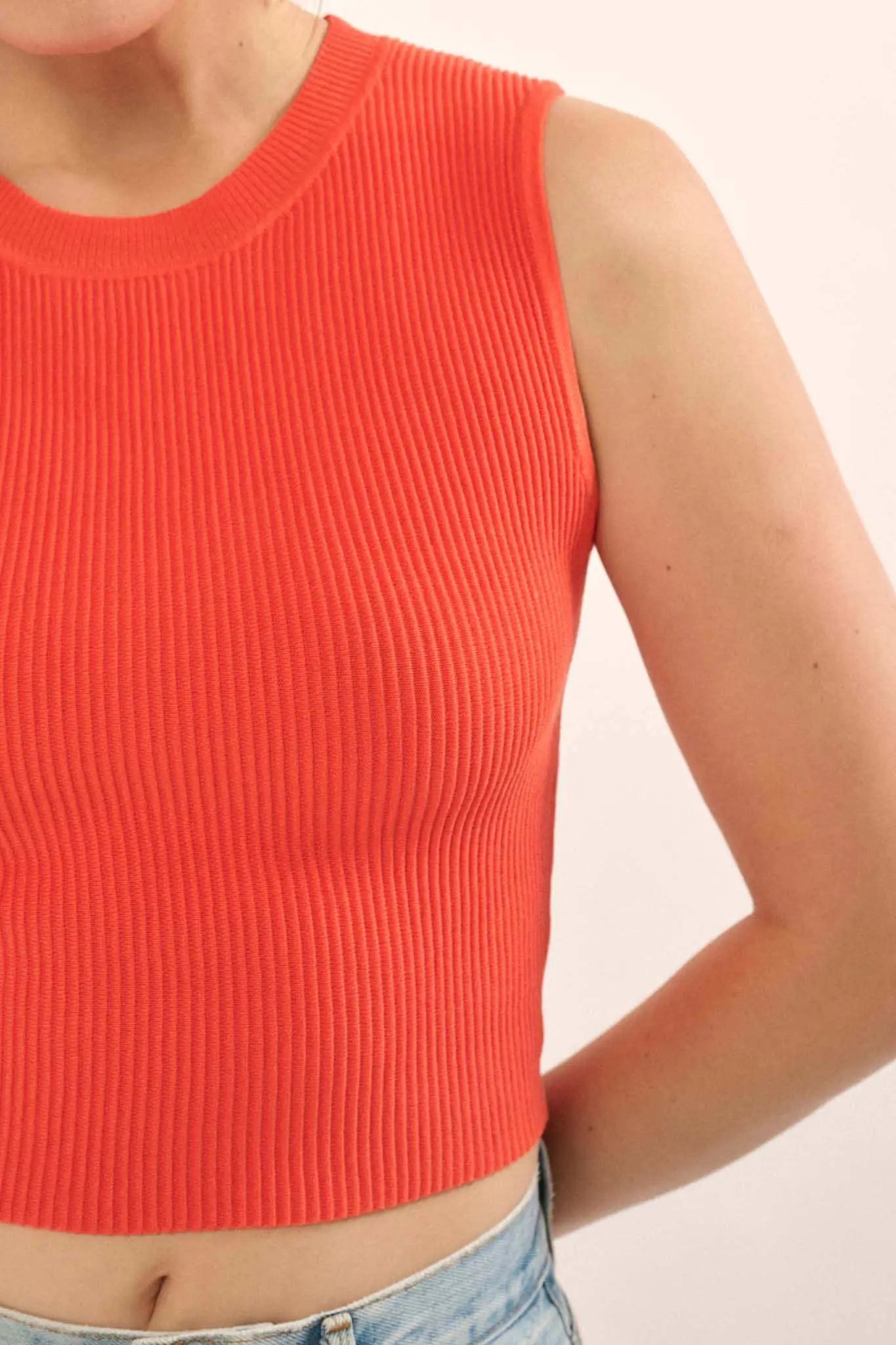 Shaper Fit Crewneck Rib-Knit Tank Top