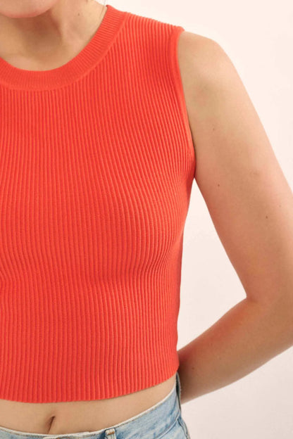 Shaper Fit Crewneck Rib-Knit Tank Top