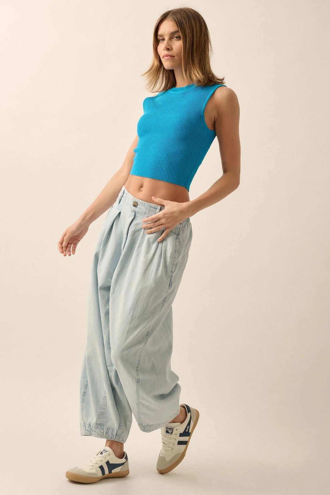 Shaper Fit Crewneck Rib-Knit Tank Top