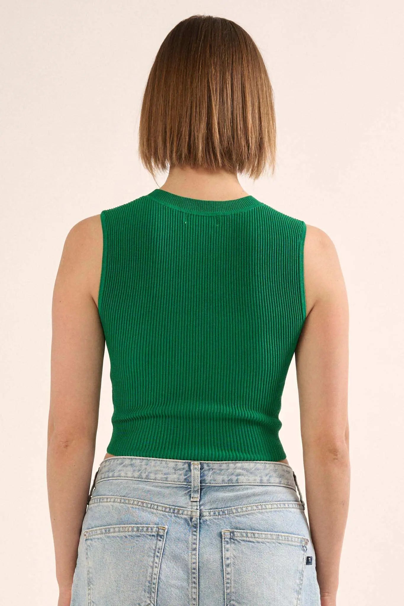 Shaper Fit Crewneck Rib-Knit Tank Top