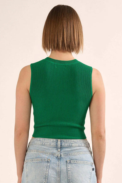 Shaper Fit Crewneck Rib-Knit Tank Top