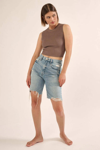 Shaper Fit Crewneck Rib-Knit Tank Top