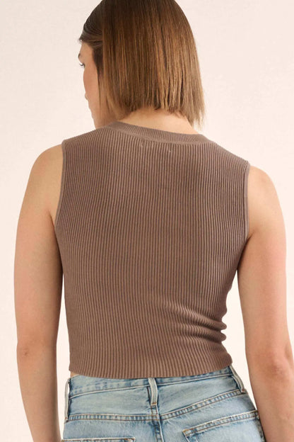 Shaper Fit Crewneck Rib-Knit Tank Top