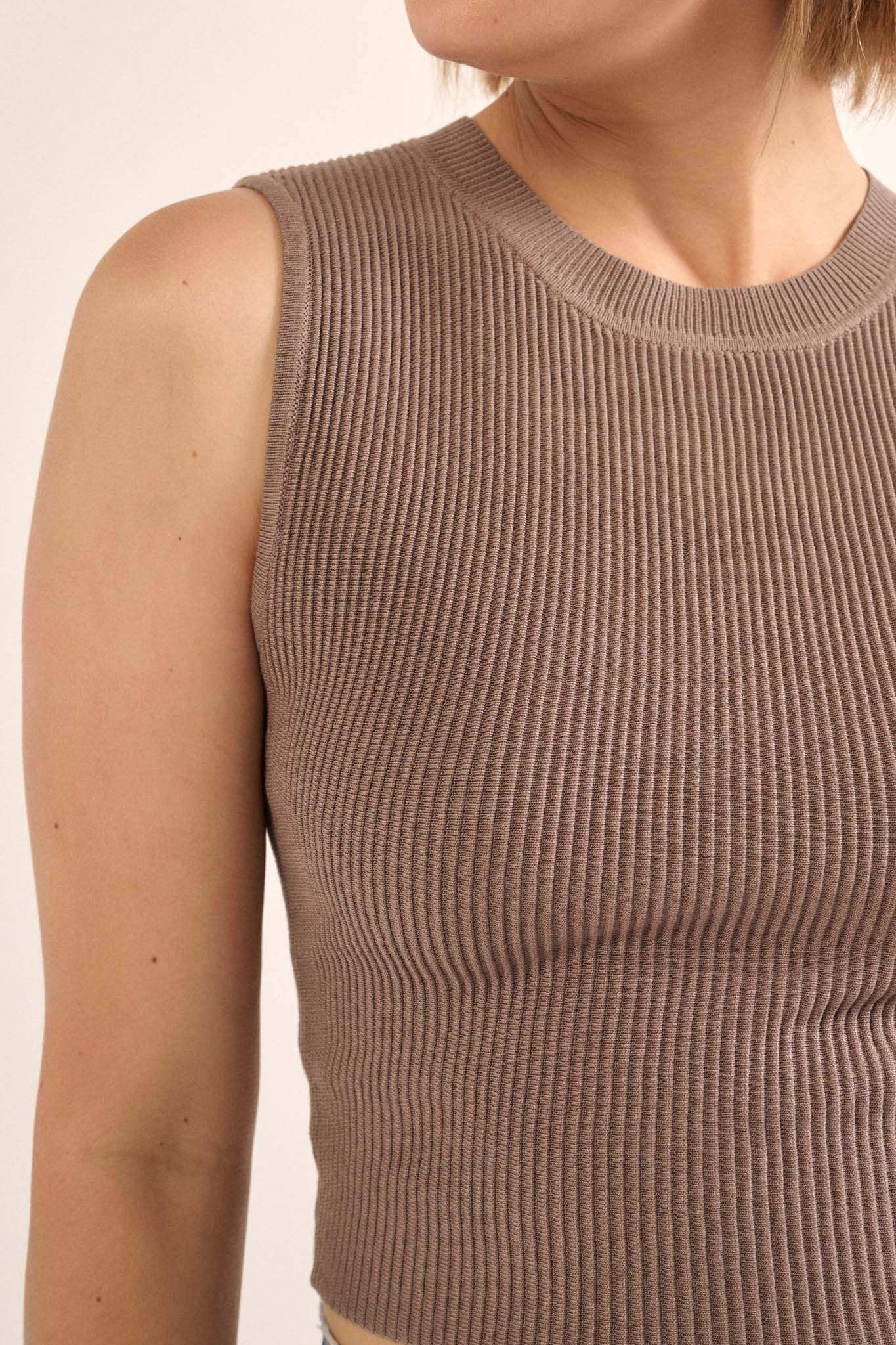 Shaper Fit Crewneck Rib-Knit Tank Top