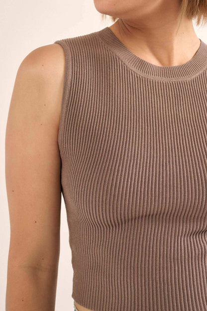 Shaper Fit Crewneck Rib-Knit Tank Top
