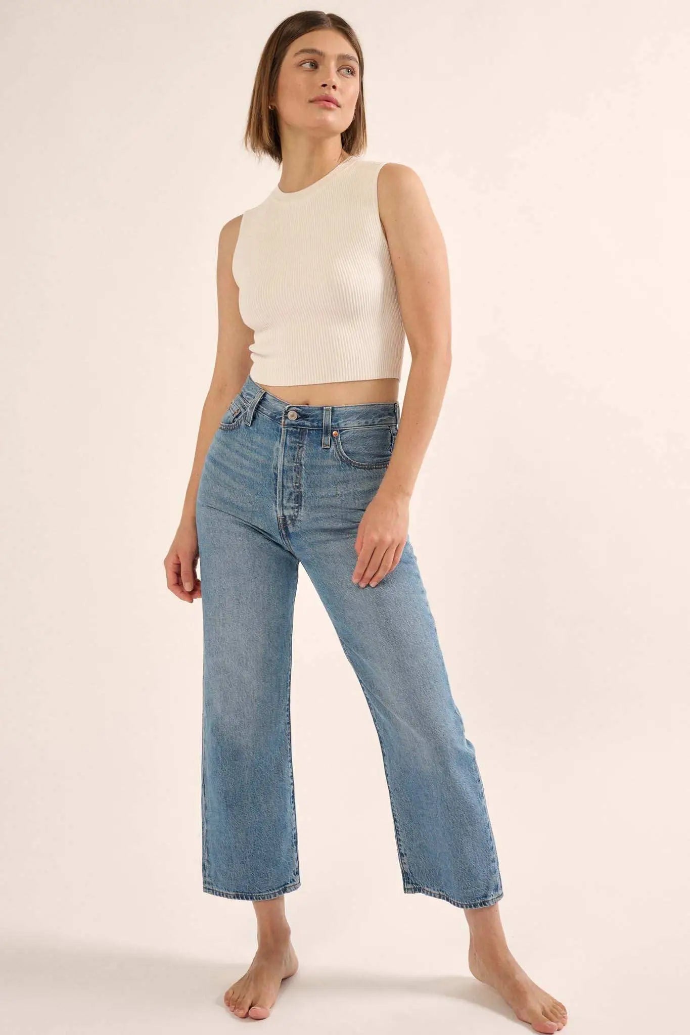 Shaper Fit Crewneck Rib-Knit Tank Top