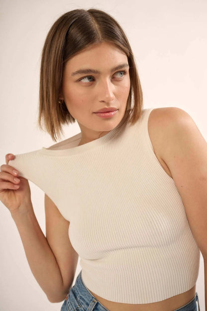 Shaper Fit Crewneck Rib-Knit Tank Top
