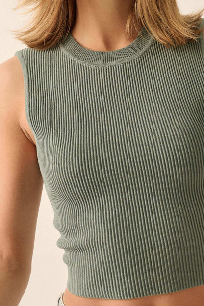 Shaper Fit Crewneck Rib-Knit Tank Top