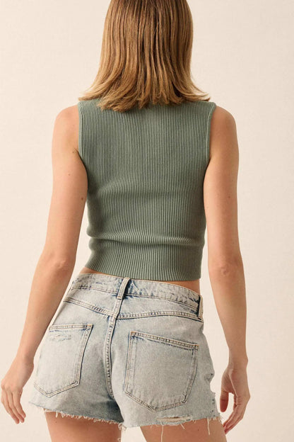 Shaper Fit Crewneck Rib-Knit Tank Top