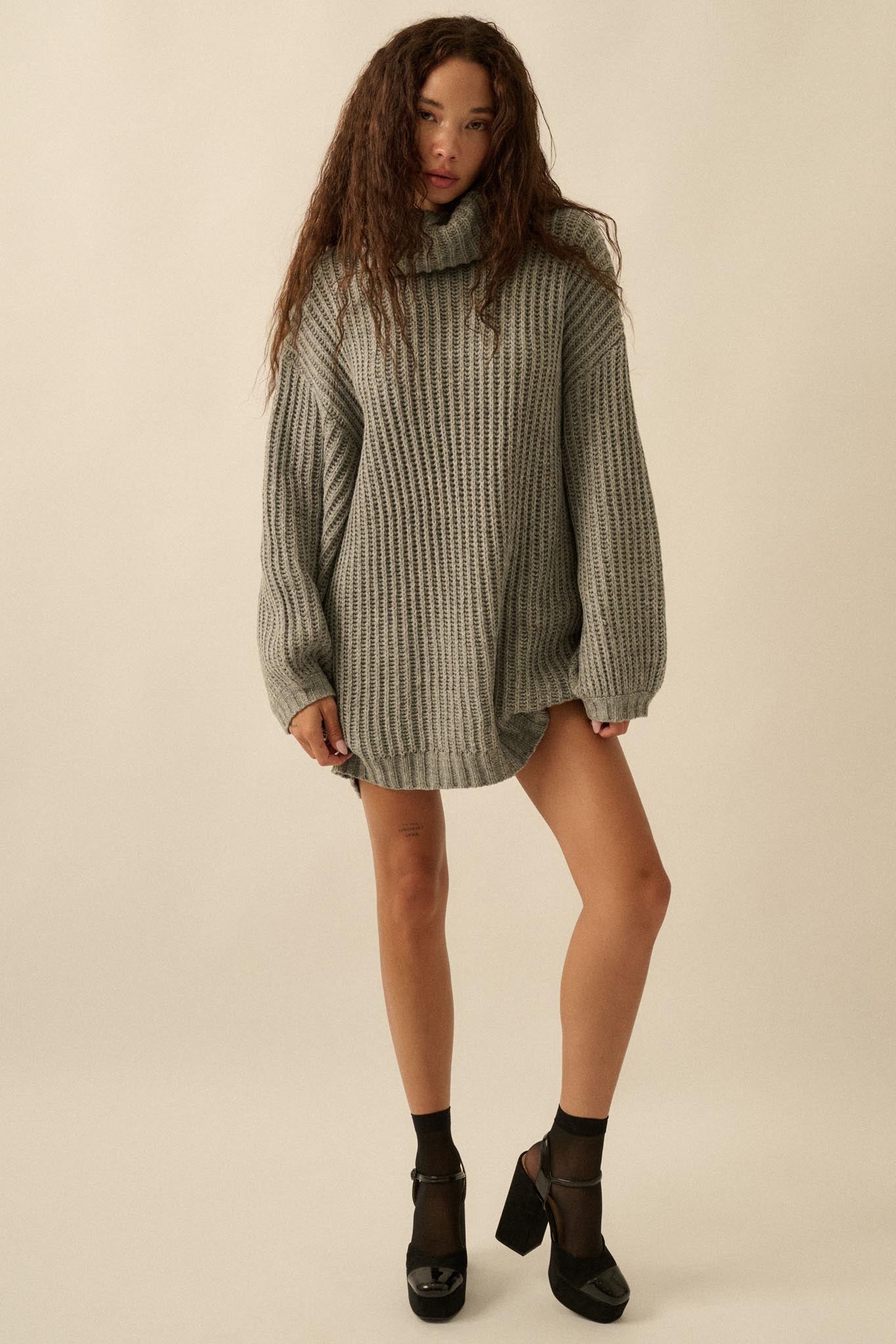 Cozy Up Chunky Knit Oversize Cowl-Neck Sweater