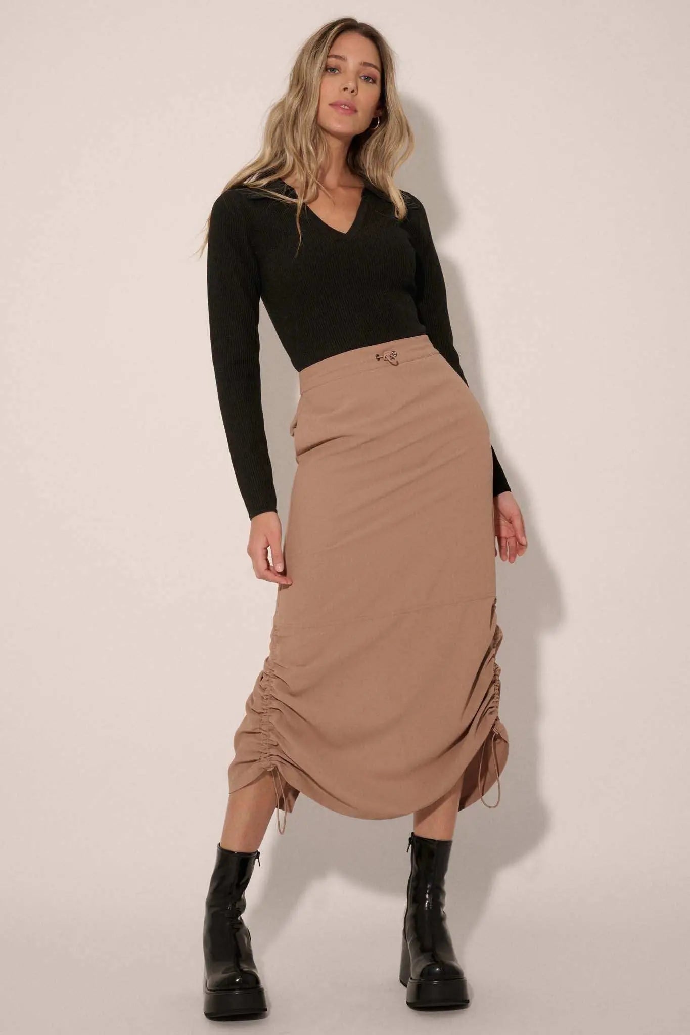Shaper Fit Collared Long-Sleeve Rib-Knit Top