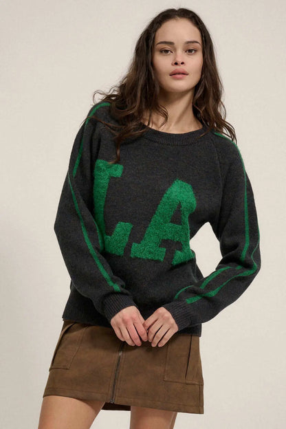 LA Girly Graphic Knit Sweater
