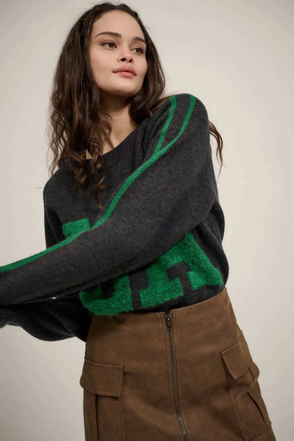 LA Girly Graphic Knit Sweater
