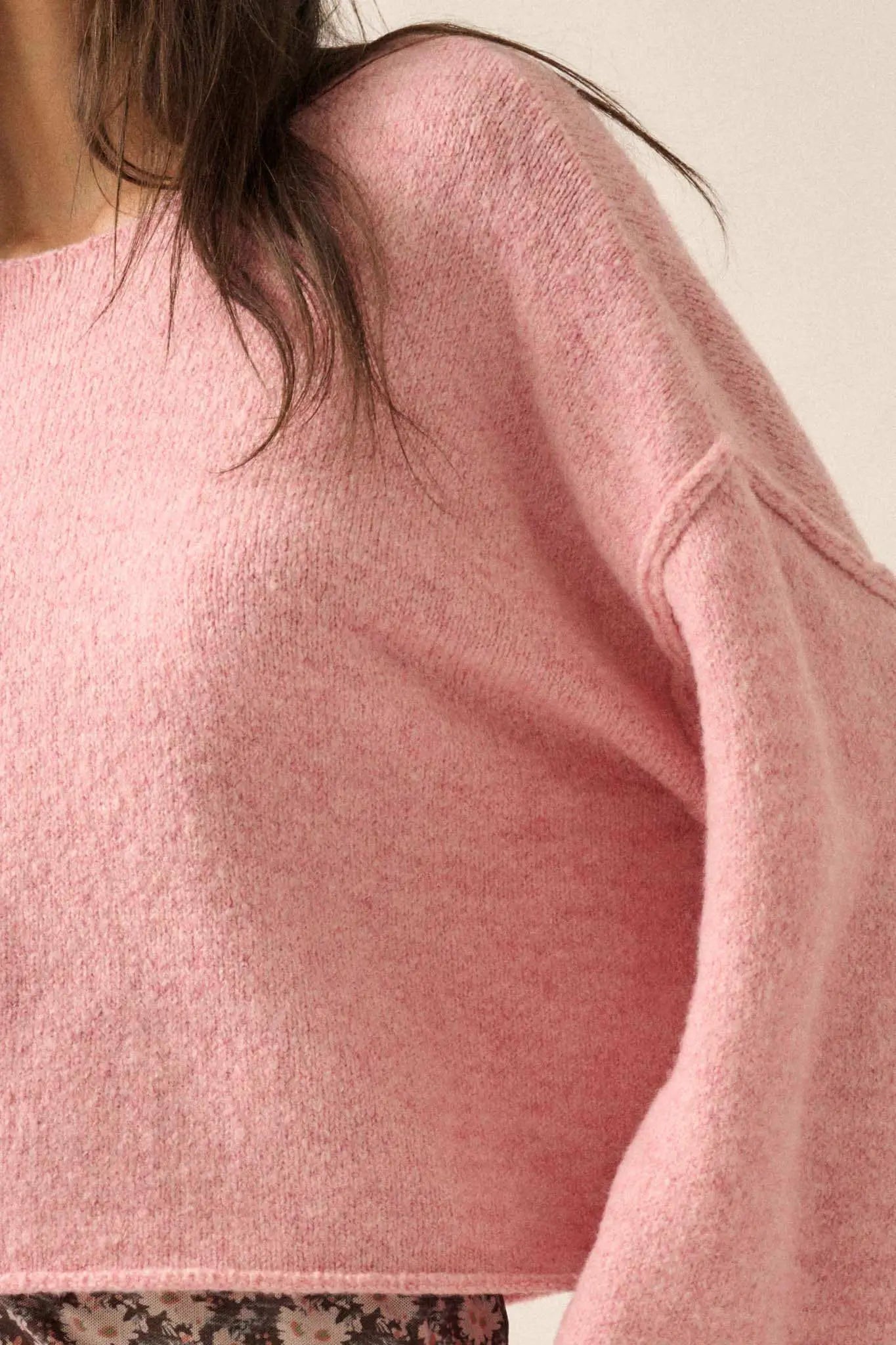Good Life Exposed-Seam Rolled-Edge Sweater