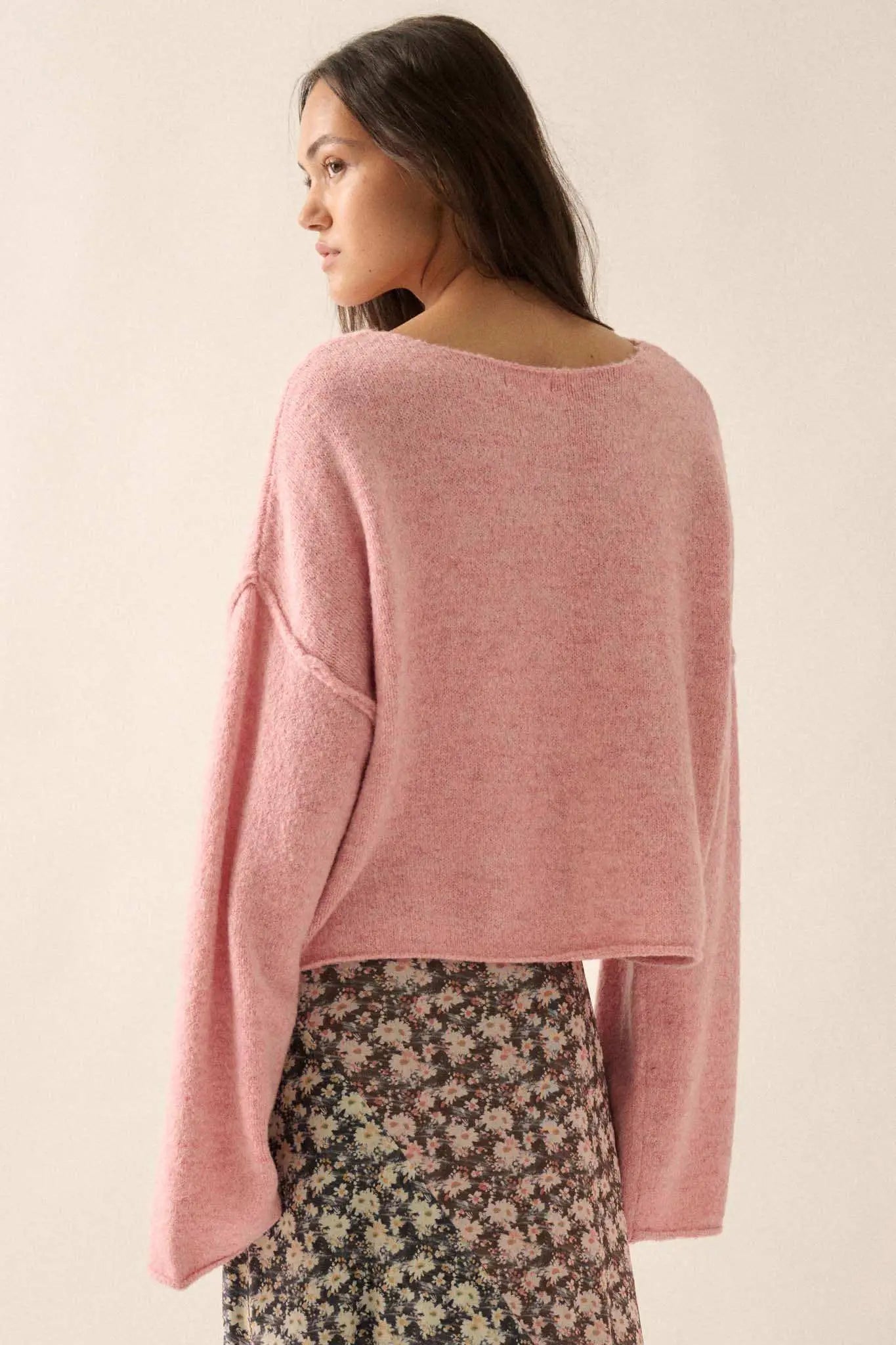 Good Life Exposed-Seam Rolled-Edge Sweater