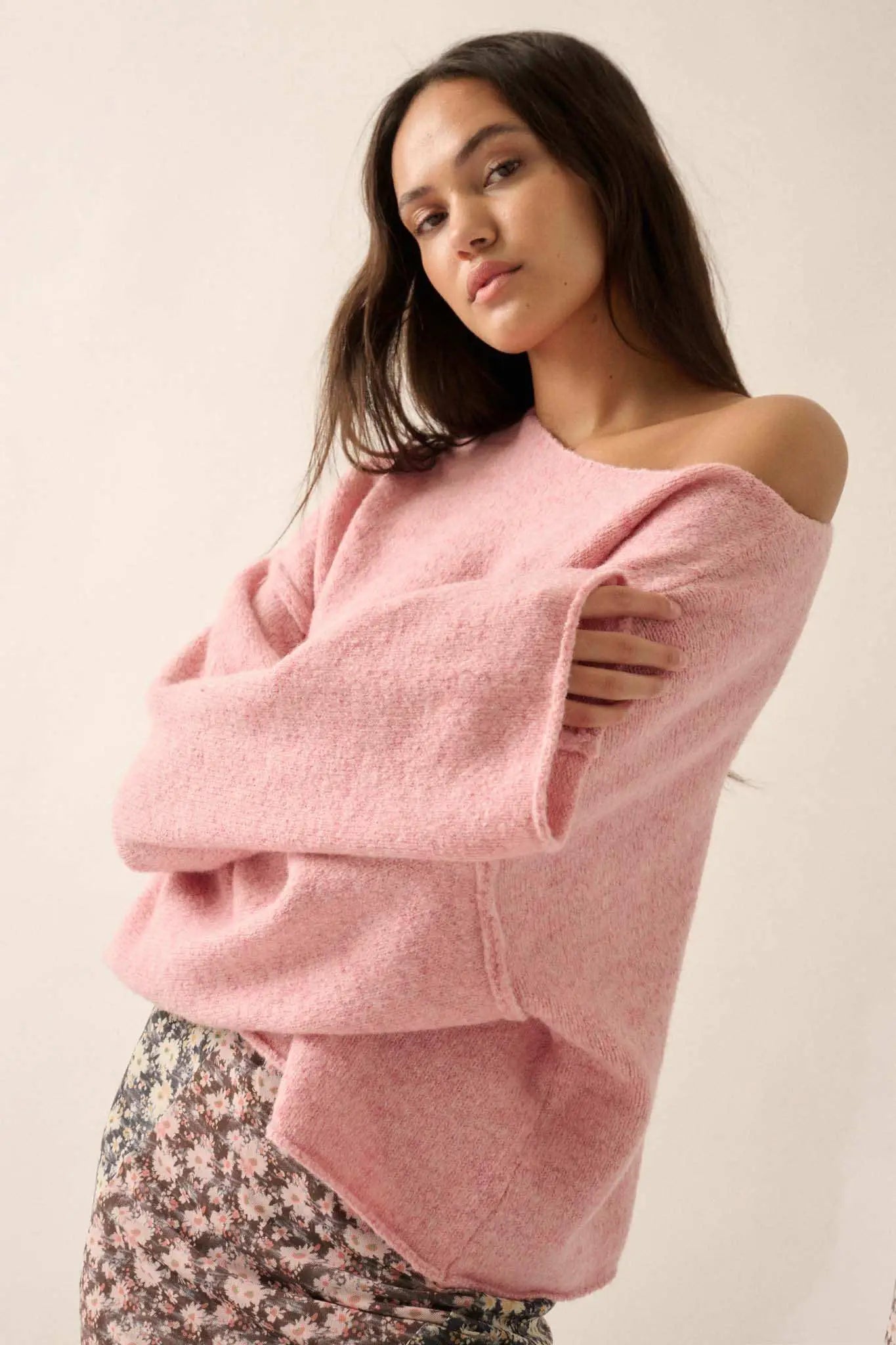 Good Life Exposed-Seam Rolled-Edge Sweater