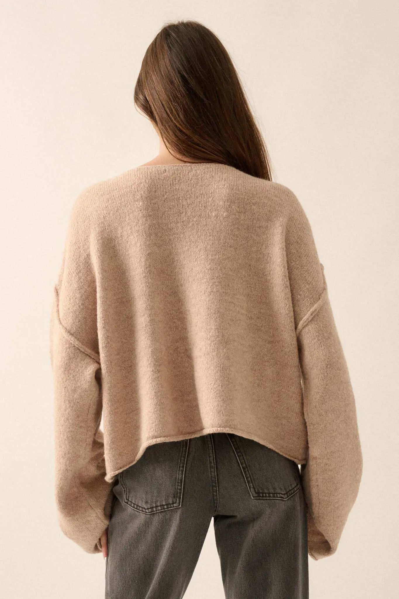 Good Life Exposed-Seam Rolled-Edge Sweater