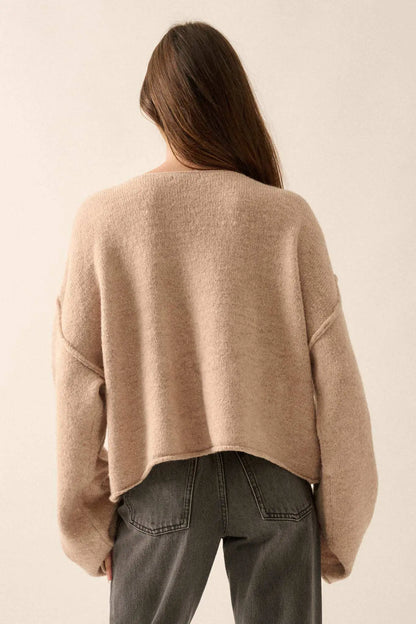 Good Life Exposed-Seam Rolled-Edge Sweater