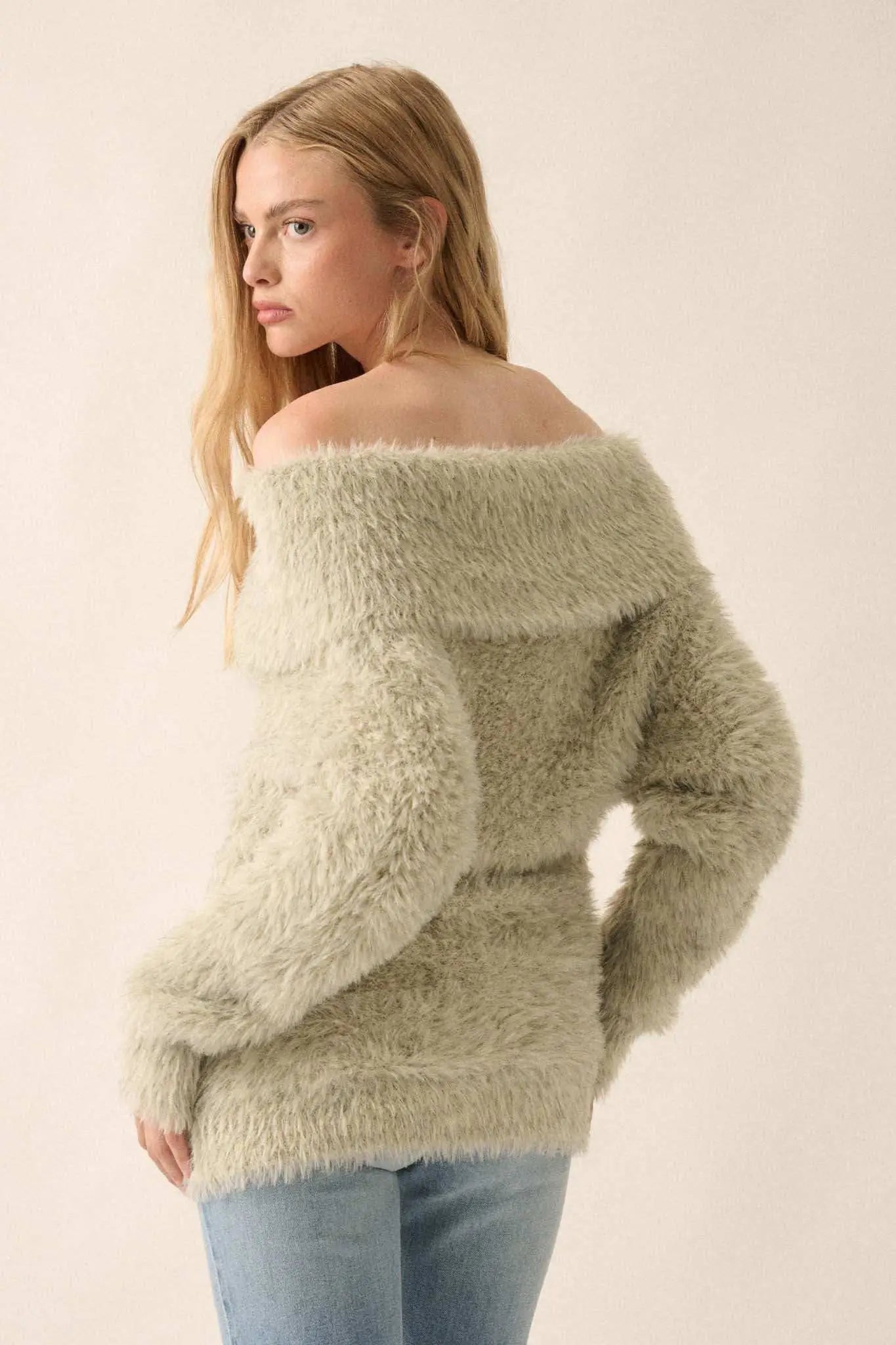 Fuzzy Wuzzy Convertible Cowl Neck Sweater