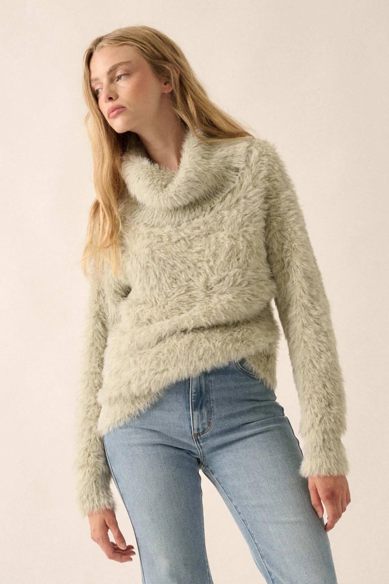 Fuzzy Wuzzy Convertible Cowl Neck Sweater