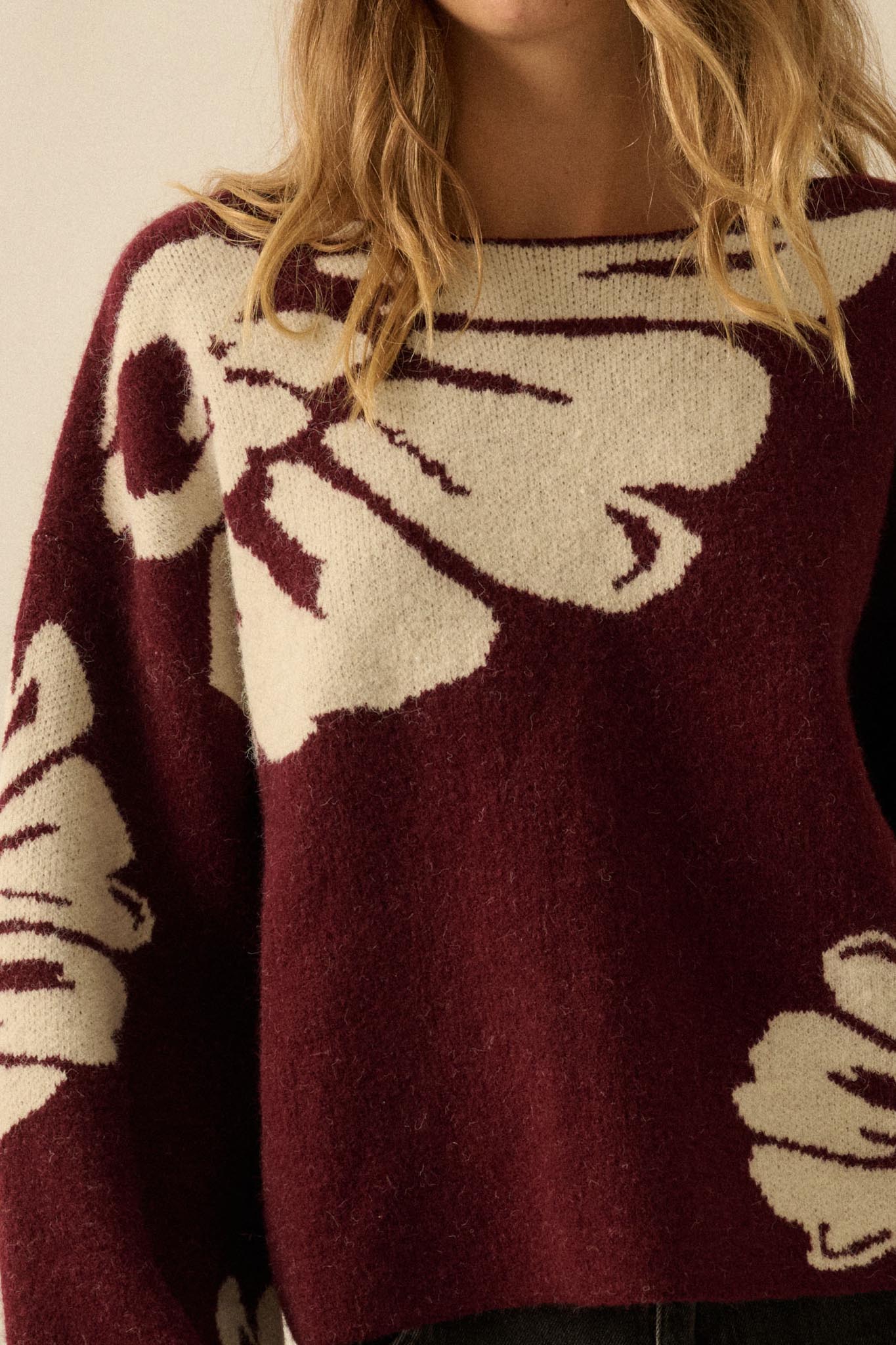Pleasant Petals Floral Jacquard-Knit Sweater