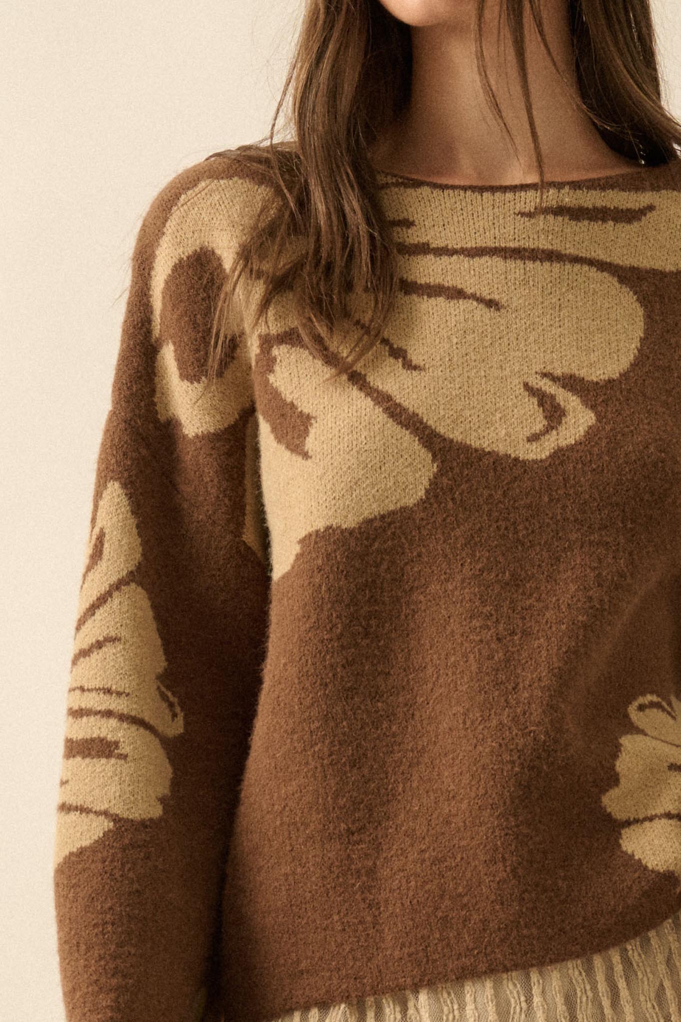 Pleasant Petals Floral Jacquard-Knit Sweater