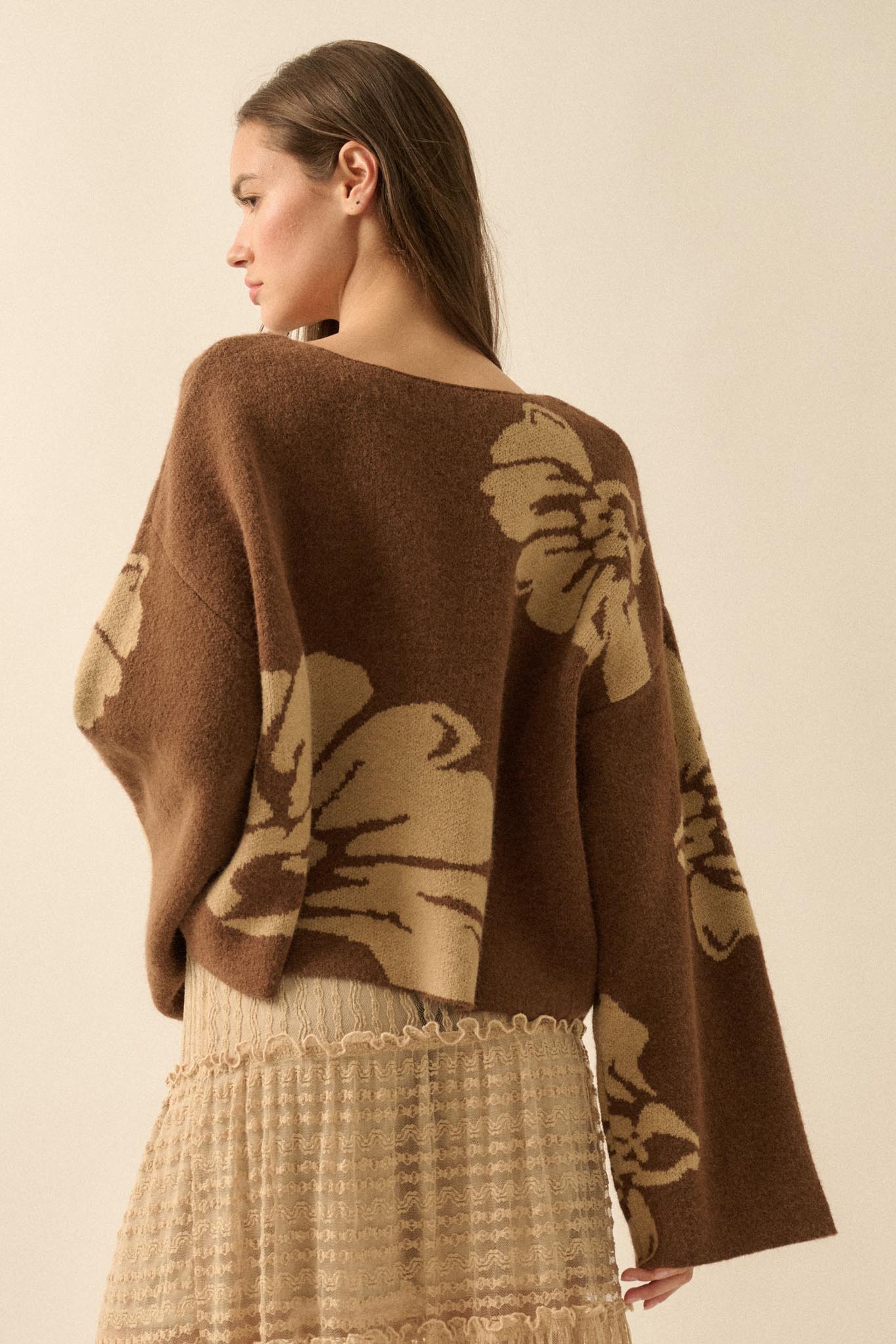 Pleasant Petals Floral Jacquard-Knit Sweater