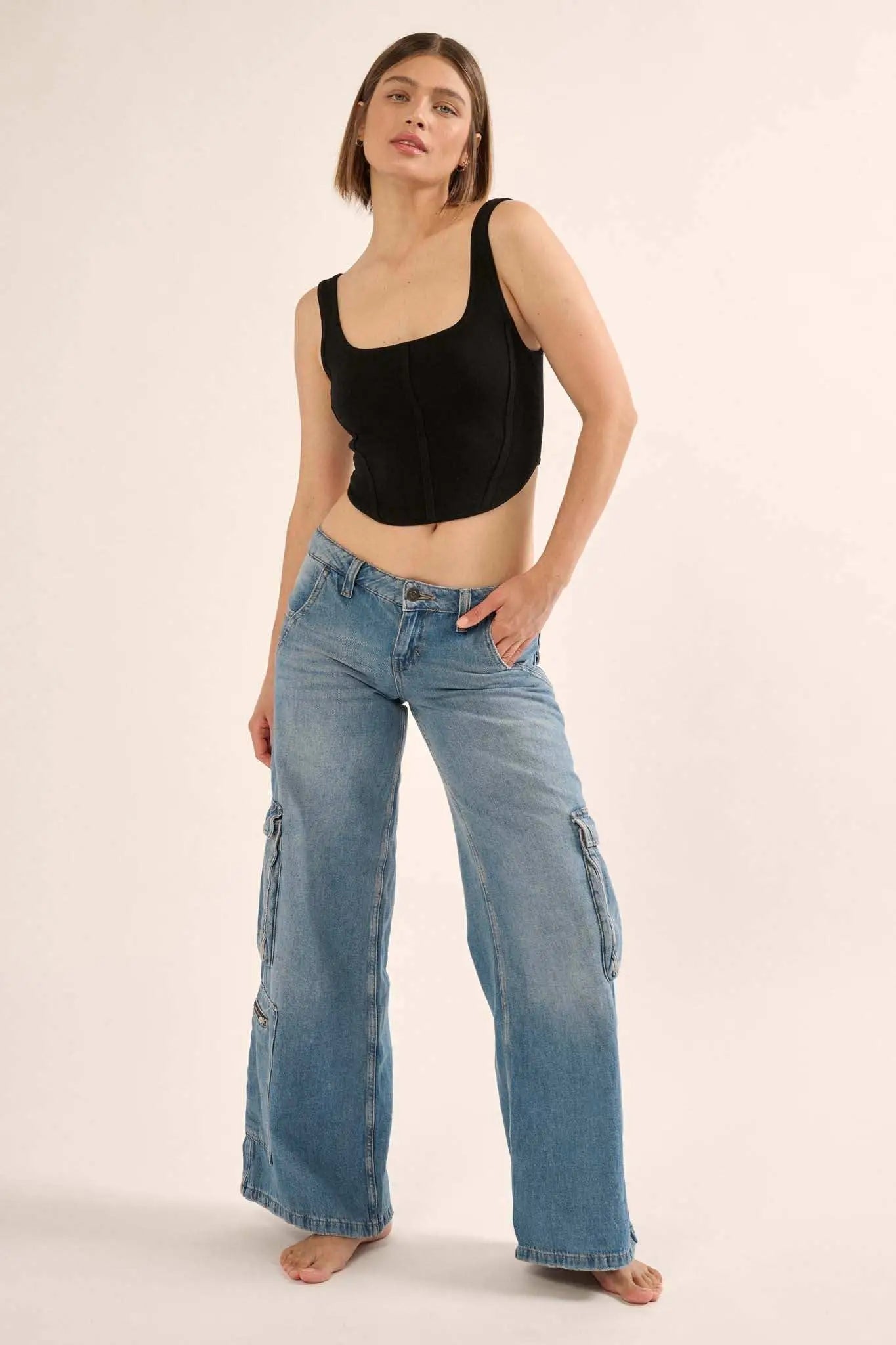 Shaper Fit Square Neck Rib-Knit Corset Tank Top