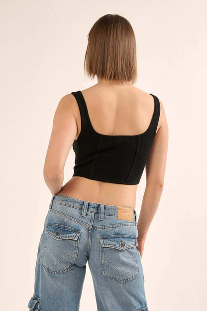 Shaper Fit Square Neck Rib-Knit Corset Tank Top