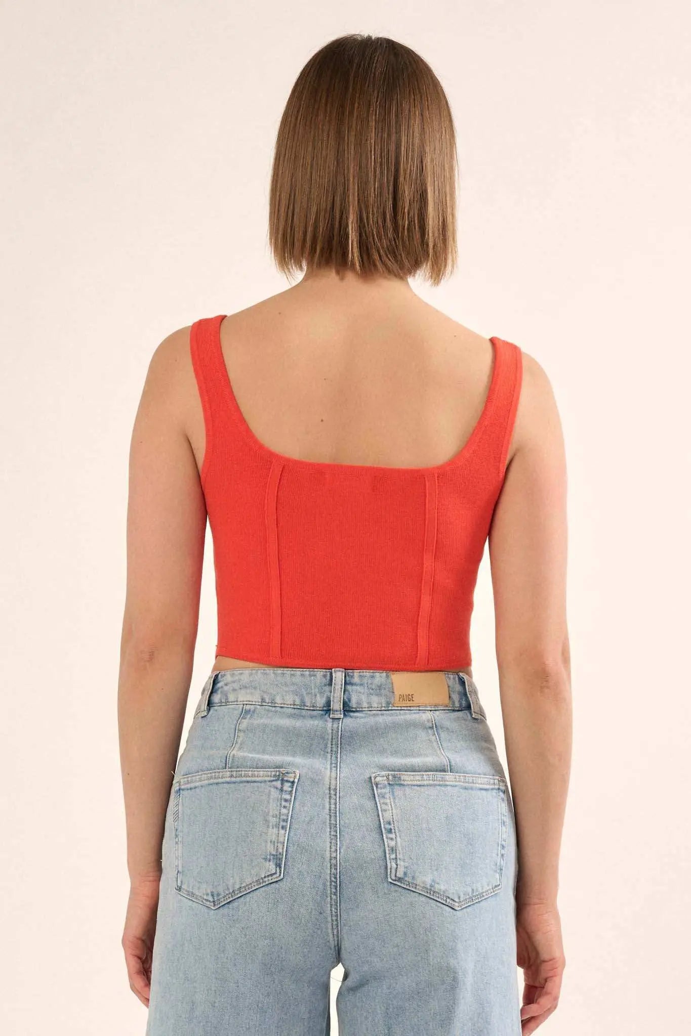 Shaper Fit Square Neck Rib-Knit Corset Tank Top