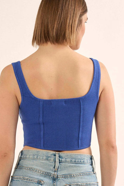 Shaper Fit Square Neck Rib-Knit Corset Tank Top