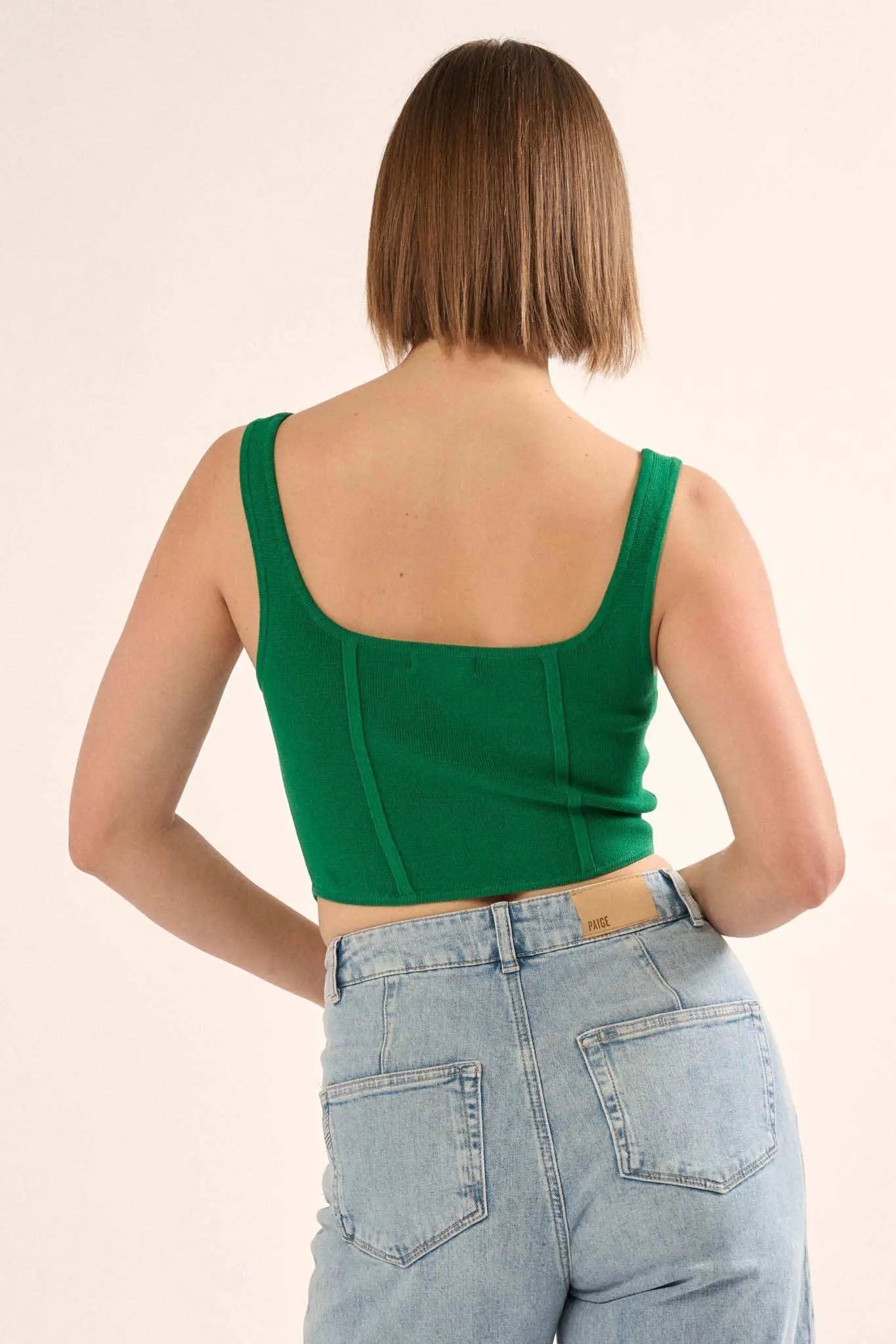 Shaper Fit Square Neck Rib-Knit Corset Tank Top