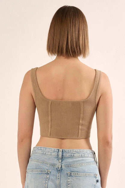 Shaper Fit Square Neck Rib-Knit Corset Tank Top