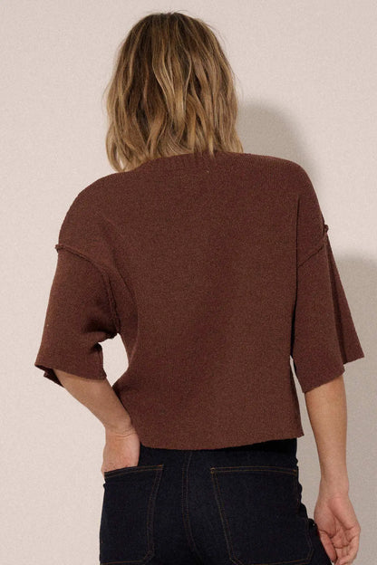 New Narrative Short-Sleeve V-Neck Sweater