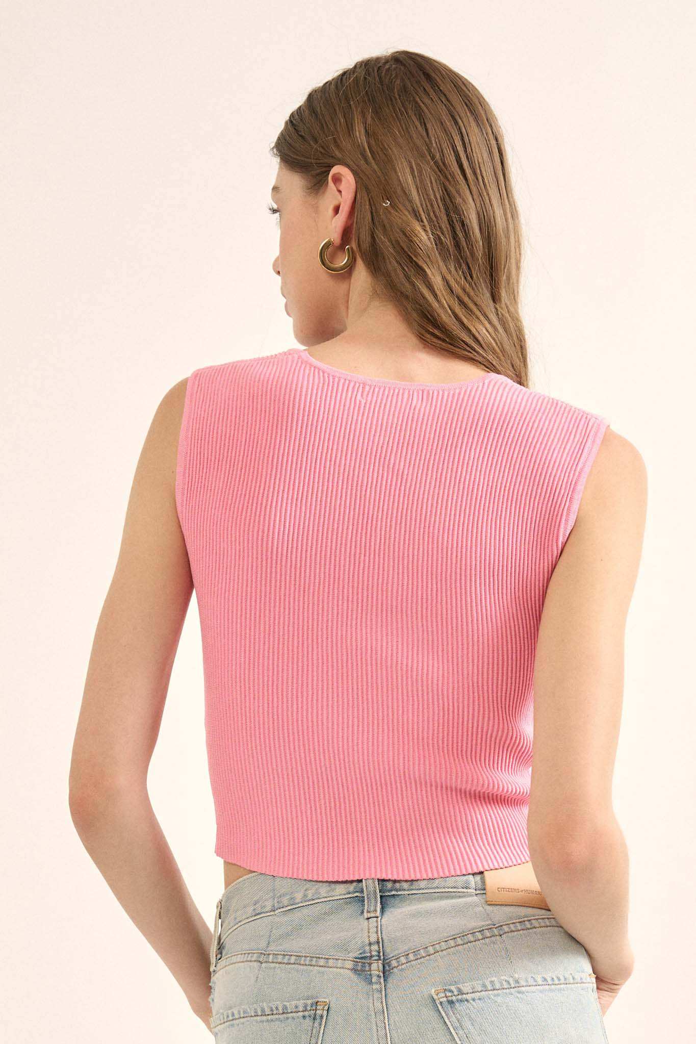 Shaper Fit Square Neck Rib-Knit Tank Top
