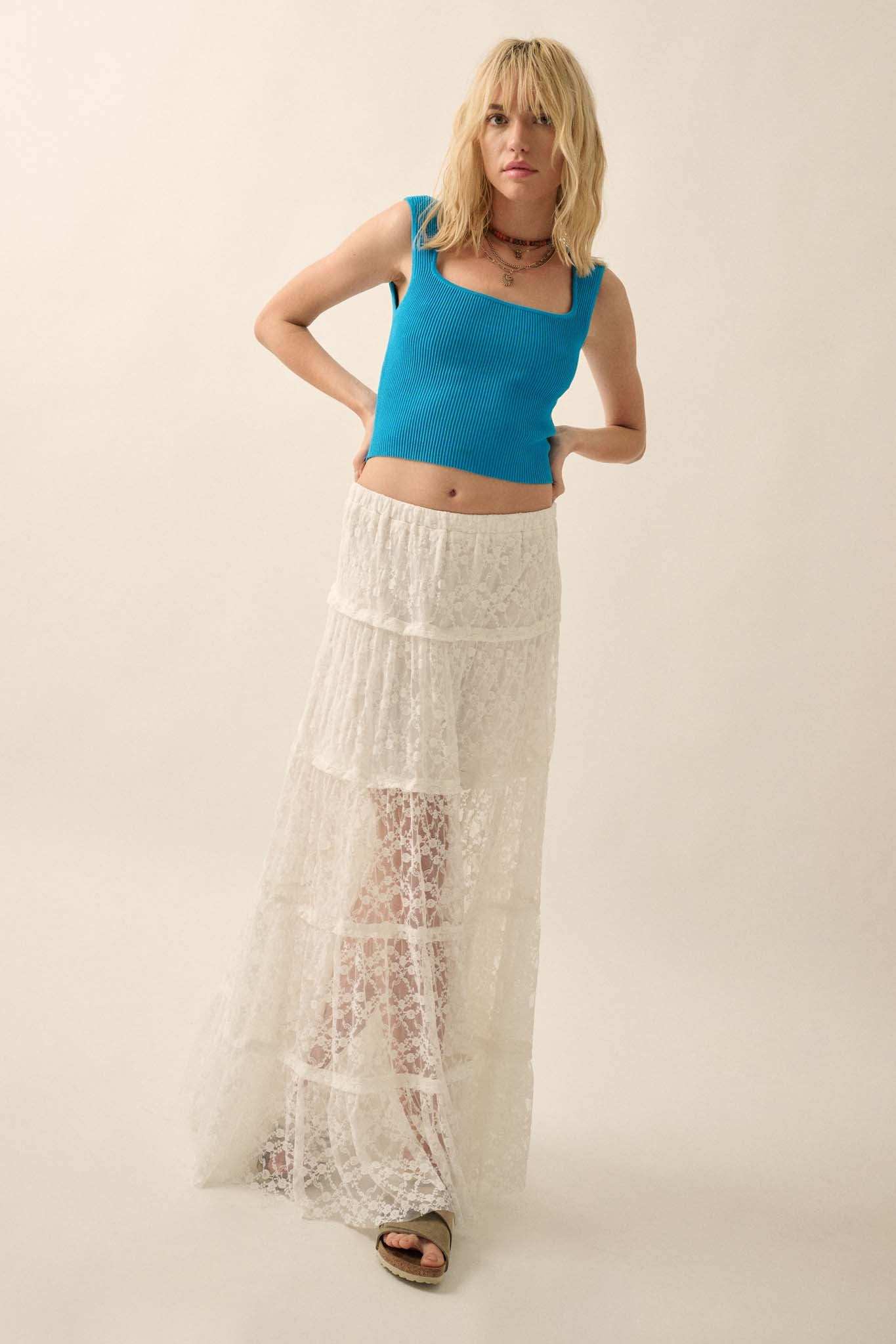 Shaper Fit Square Neck Rib-Knit Tank Top