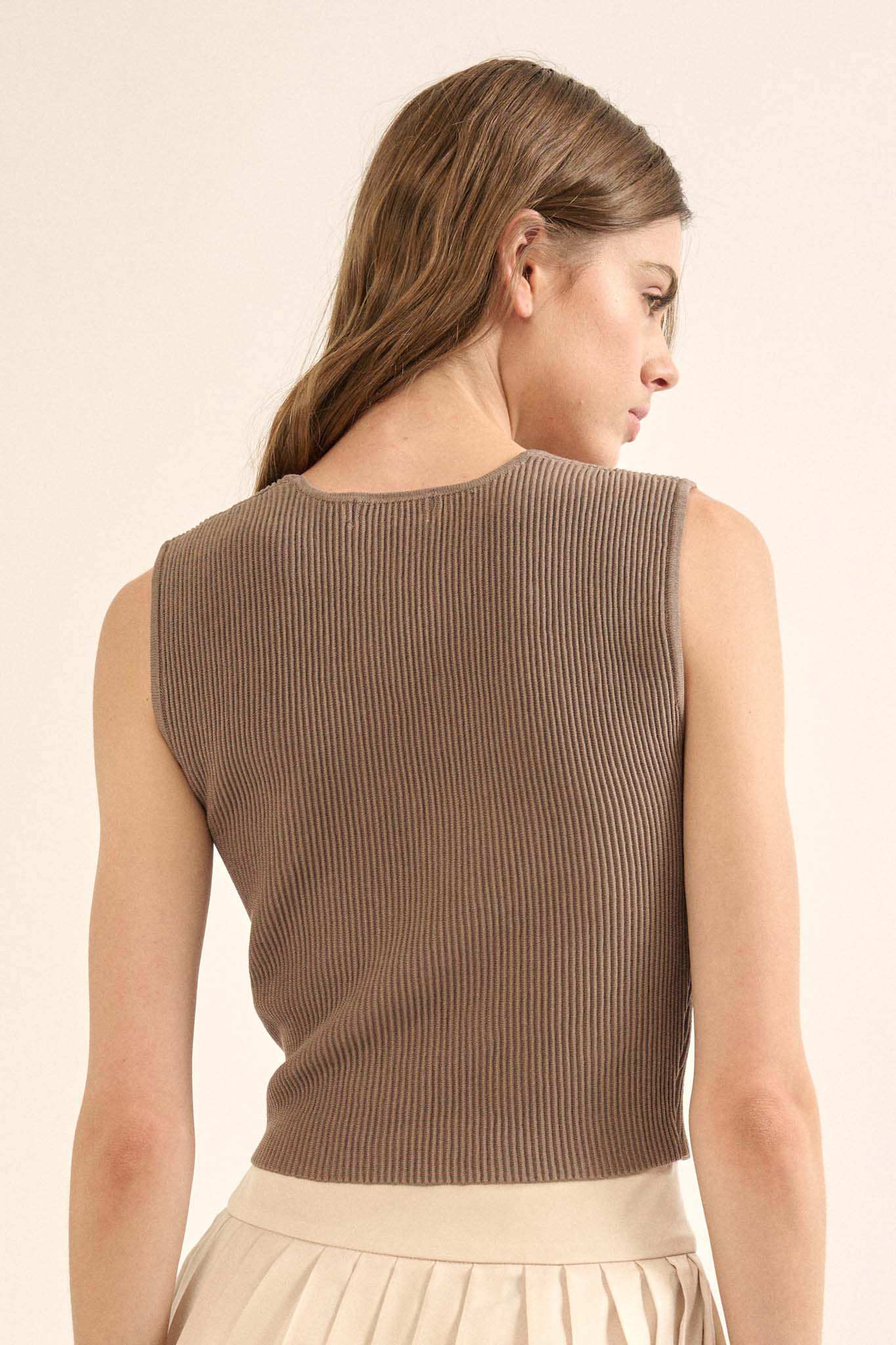 Shaper Fit Square Neck Rib-Knit Tank Top