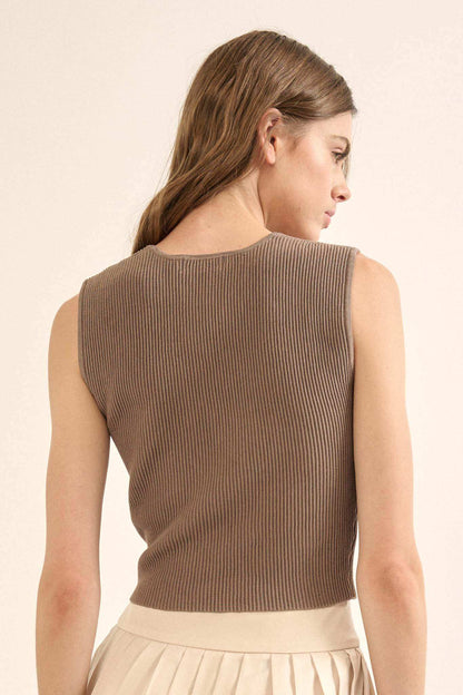 Shaper Fit Square Neck Rib-Knit Tank Top