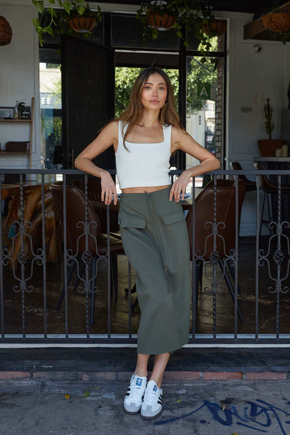 Shaper Fit Square Neck Rib-Knit Tank Top