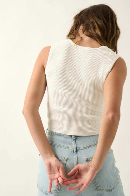 Shaper Fit Square Neck Rib-Knit Tank Top