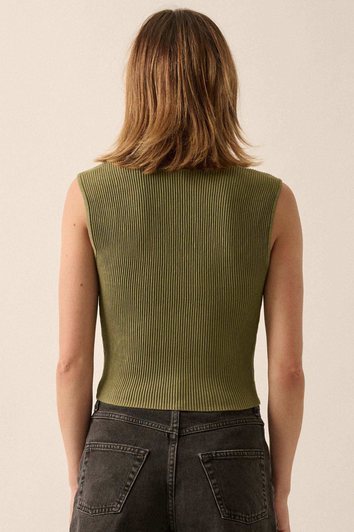 Shaper Fit Square Neck Rib-Knit Tank Top