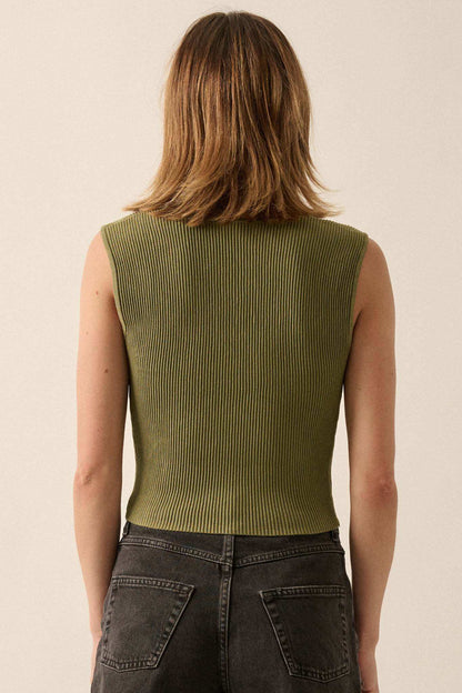 Shaper Fit Square Neck Rib-Knit Tank Top
