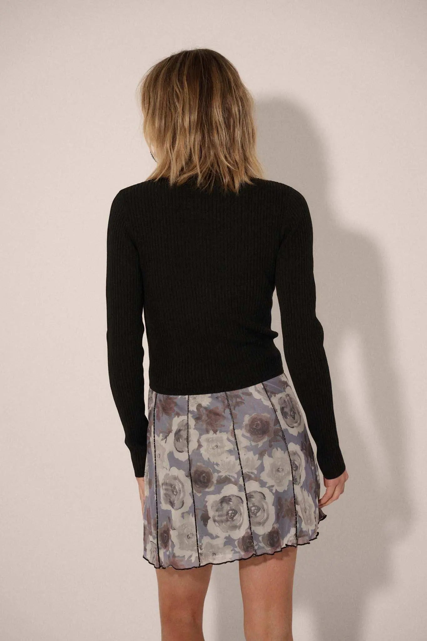 Shaper Fit Mock Neck Long-Sleeve Rib-Knit Top
